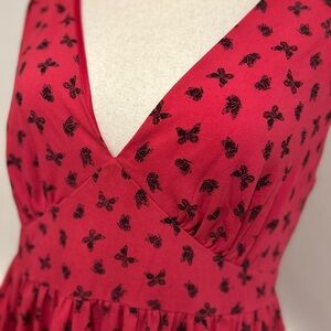 Torrid Red Dress with Black Butterfly Pattern